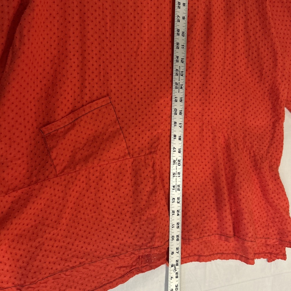 Cynthia Ashby 2X Red Linen Tunic Top Eyelet Oversized Lagenlook Scandi Girl - Picture 6 of 8